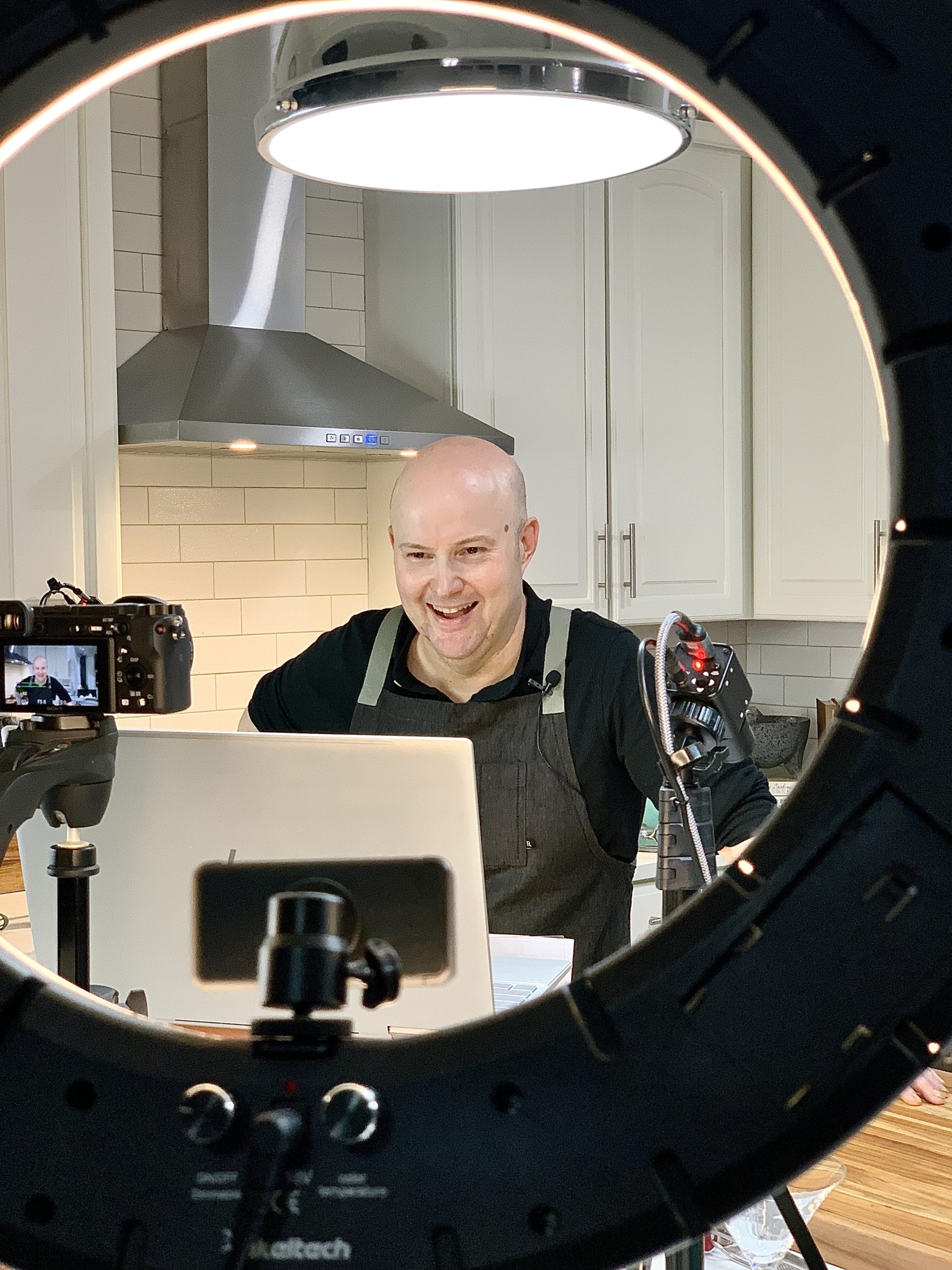 Chef Rafael Gonzalez teaching a live zoom cooking class